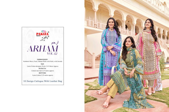 Arham Vol 42 By Pakiza Prints Lawn Cotton Embroidery Pakistani Suits Wholesale Shop In Surat